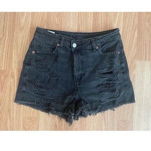 American Eagle Outfitters Black Distressed Denim Cutoff Shorts